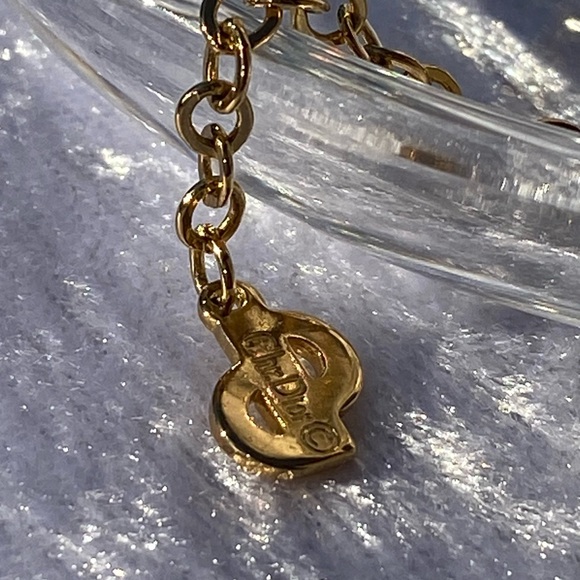 Vintage Christian Dior Signed Halo Blue Crystal Pendant Necklace - Picture 5 of 16